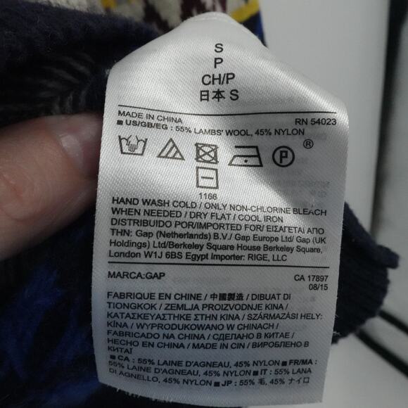 Gap Sweater Men Small Multicolor Zig Zag Lambswool Blend Crewneck Classic - Picture 6 of 11